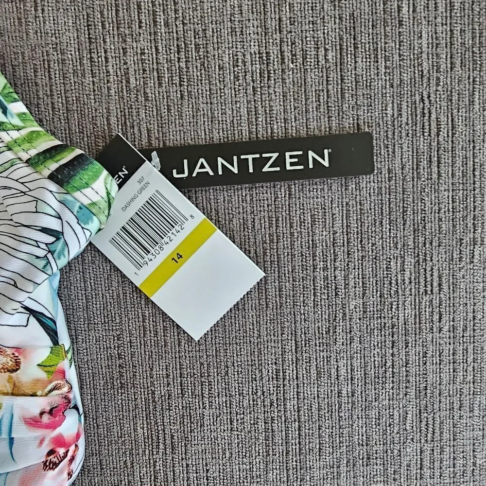 Jantzen Women's Nature Glow Flora Surplice Floral One Piece Swimsuit Size 14